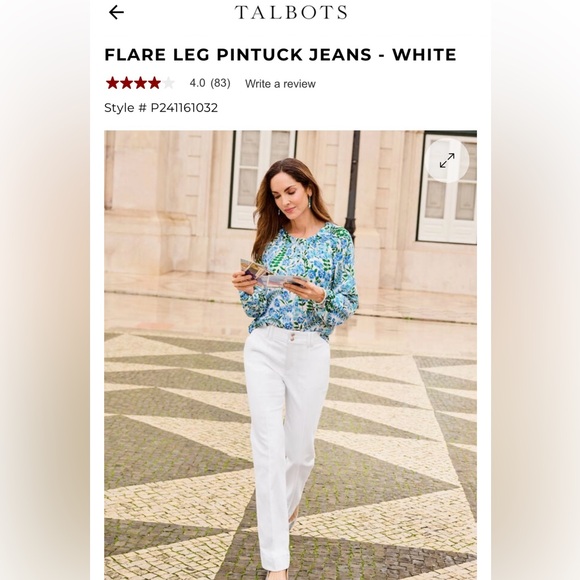 Talbots Crisp White Flare Leg Jeans -Size 12P - Picture 8 of 10